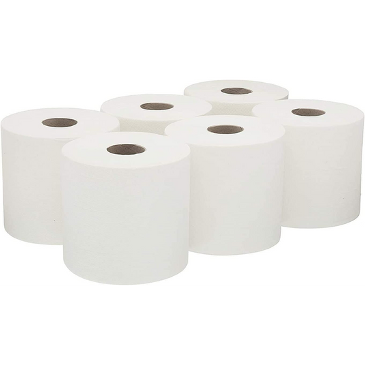 ASPECT Kitchen Rolls Centrefeed (18 Rolls, White) | 2 Ply Embossed Pattern Paper Towels | Strong and Absorbent Tissue Paper | UK Supplier | Wipe Away | Perfect for Commercial & Kitchen Use