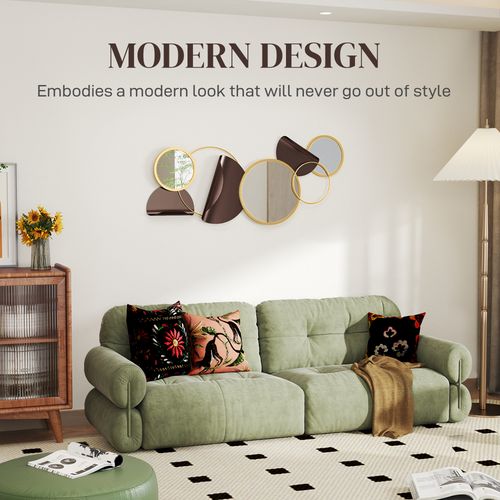 HOMCOM Metal Wall Art, Decorative Mirror Decor for Living Room, Gold Tone