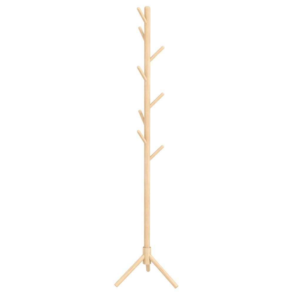HOMCOM Coat Rack Bamboo Coat Stand with 8 Hooks for Handbags, Natural