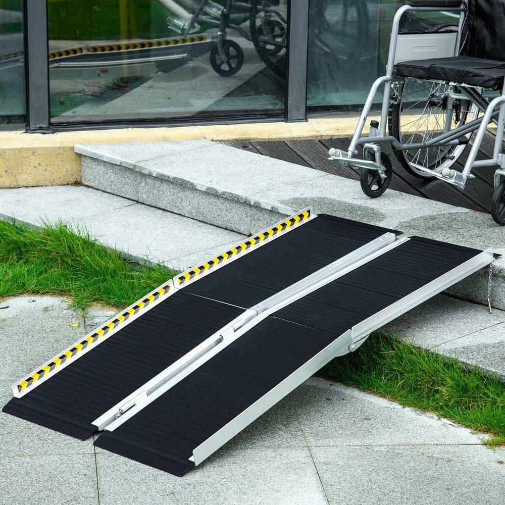 Homcom Folding Aluminium Wheelchair Ramp 152x73cm 272KG Capacity for Home