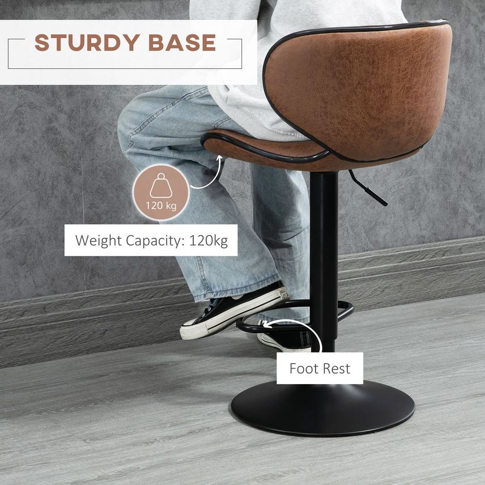 Vintage 2-Piece Microfiber Bar Stool Set | Adjustable Height Armless Chairs | High Quality & Stylish