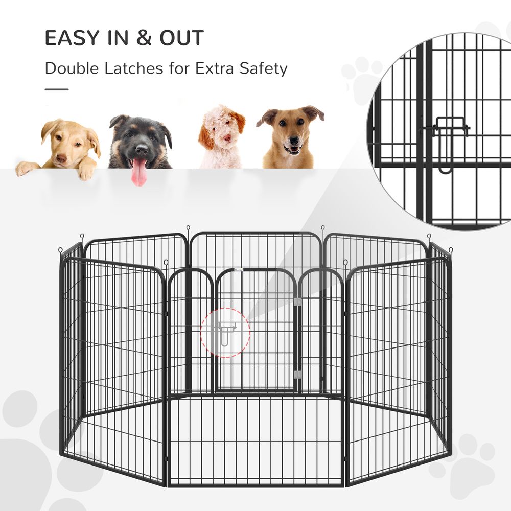 PawHut Dog Pen 8 Panels Puppy Pen Heavy Duty Pet Playpen for Indoor Outdoor for Dogs, Rabbits, Ducks 100cm High