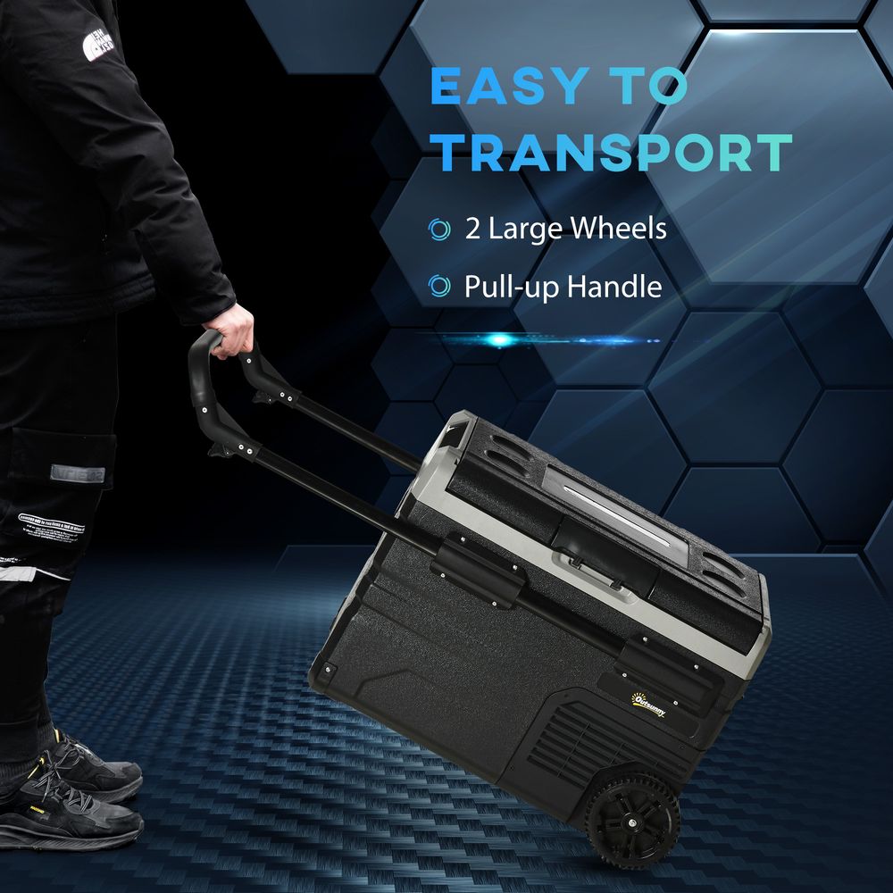 Portable 40L Car Refrigerator - 12V Compressor Freezer with Inner LED Light - Outsunny