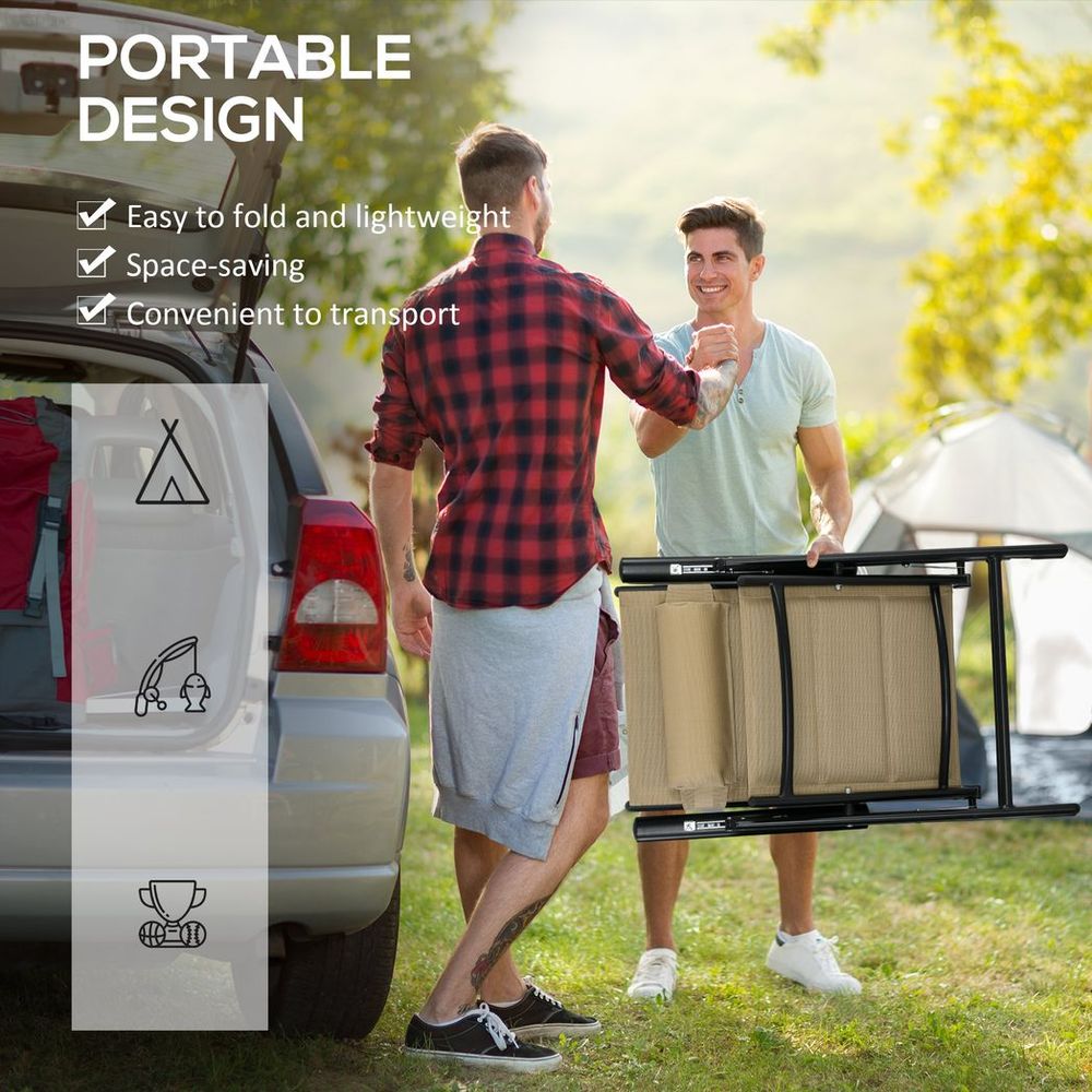 Outsunny Outdoor Folding Chairs - 2PCS, Padded, Lightweight, Khaki