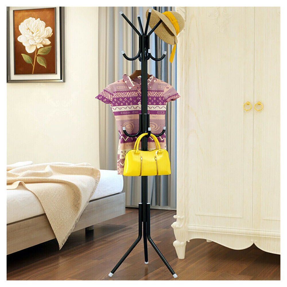 Coat Stand Coat/Hat/Jacket/Umbrella Floor Standing Rack Clothes Hanger Hooks UK