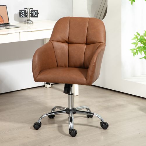 HOMCOM Computer Desk Chair with PU Leather, Swivel Wheels