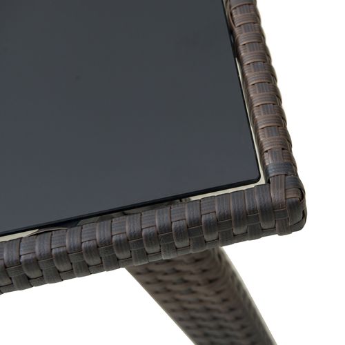 6-Seater Brown Rattan Garden Furniture Tempered Glass Table