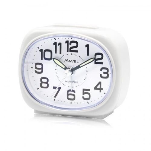 Ravel Small Sized Pillow Shaped Bedside Alarm Clock White RC040.4