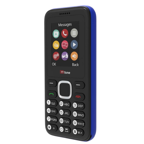 TTfone TT150 Blue Dual SIM with Mains Charger, O2 Pay As You Go