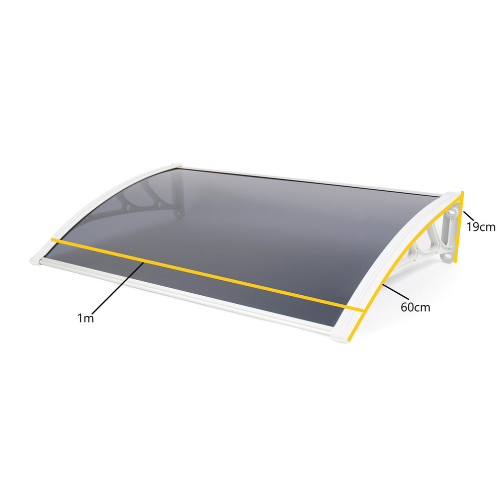 Greenhurst 1126N White Easy Fit 1m Tinted Door Canopy 60D x 100W x 19H cm
