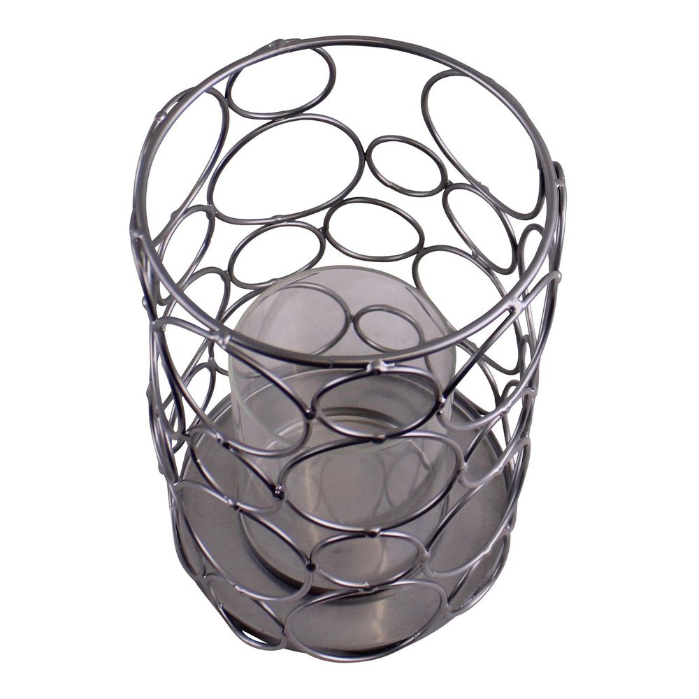 Premium Large Silver Metal Abstract Candle Holder