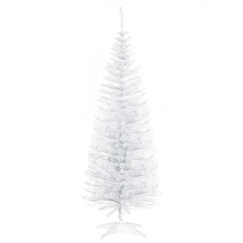 Homcom 5FT Pencil Slim Artificial Christmas Tree with Study Stand Tips White
