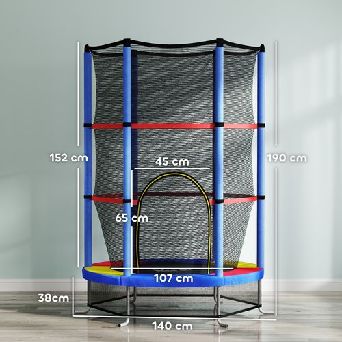 HOMCOM Kids Trampoline Mini Bouncer w/ Enclosure Net for 3-6 Years