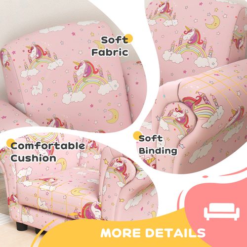 AIYAPLAY 2 Piece Kids Sofa Set with Unicorn Design, for Nursery