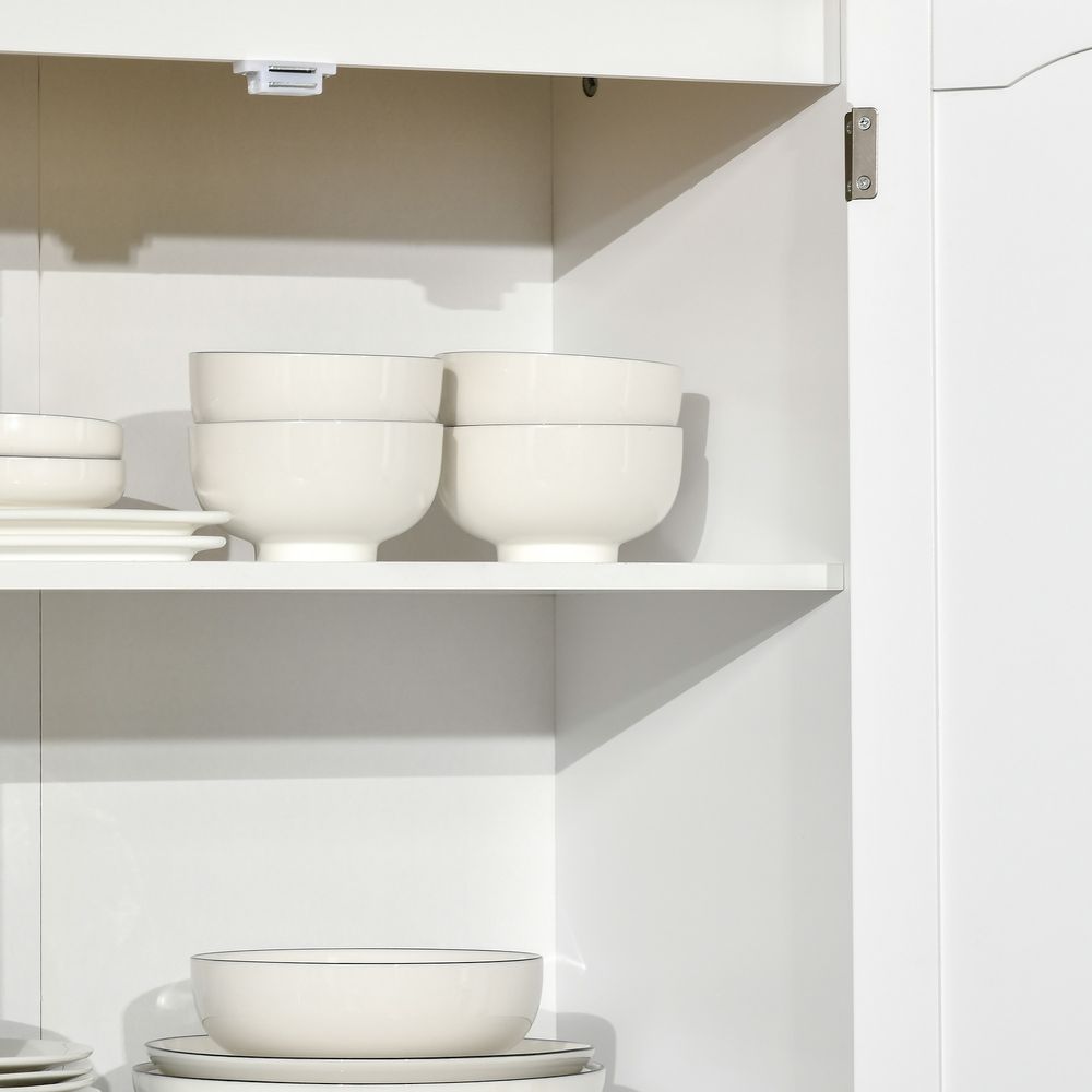 HOMCOM Freestanding 4-Door Kitchen Cupboard, Storage Cabinet Organizer with 4 Shelves,White