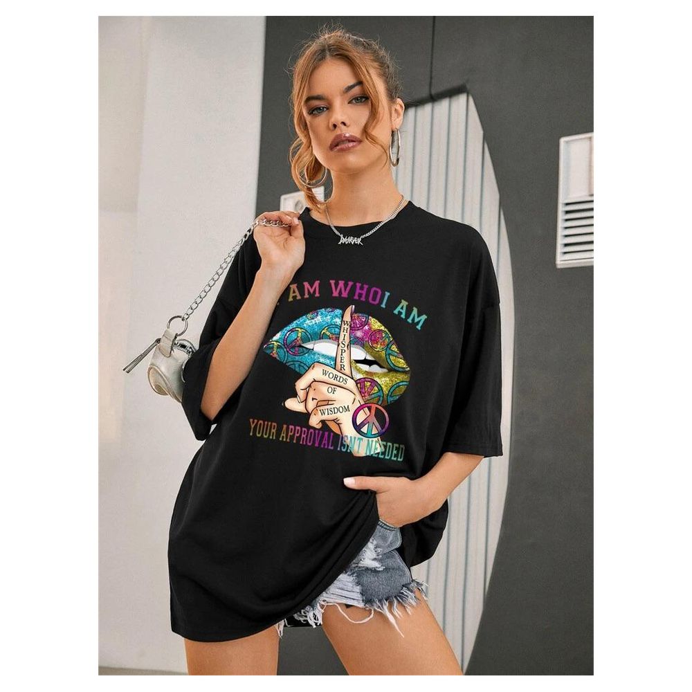 Ladies Whishper Words of Wisdom Oversized T Shirt Top