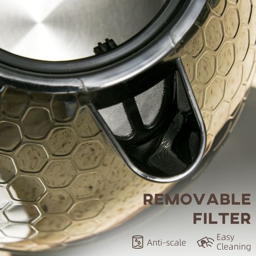 HOMCOM Electric Kettle, Fast Boil, 1.7L, 3kW, Swivel, Auto Shut-off, Black