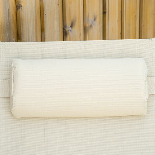 Sun Lounger Folding Chaise Chair Recliner & 7 Adjustable Backrest - Beige