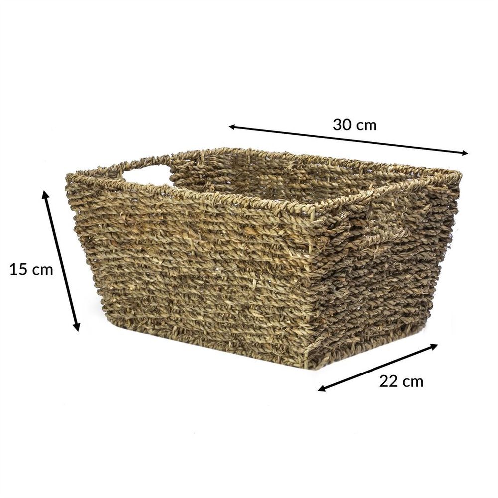 Premium Seagrass Storage Baskets - Set of 3 | High-Quality Home Organizer