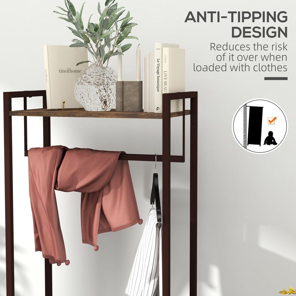 HOMCOM Clothes Hanging Rail + 3 Fabric Drawers | Quality Storage Shelves | Multi-Purpose for Hallway