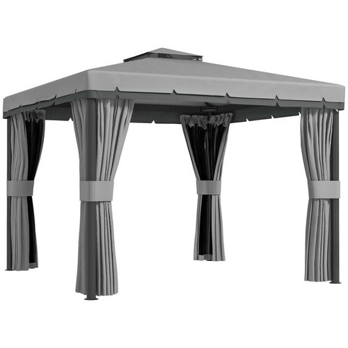 Outsunny 3 x 3(m) Patio Gazebo Garden Shelter w/ Mosquito Netting, Light Grey
