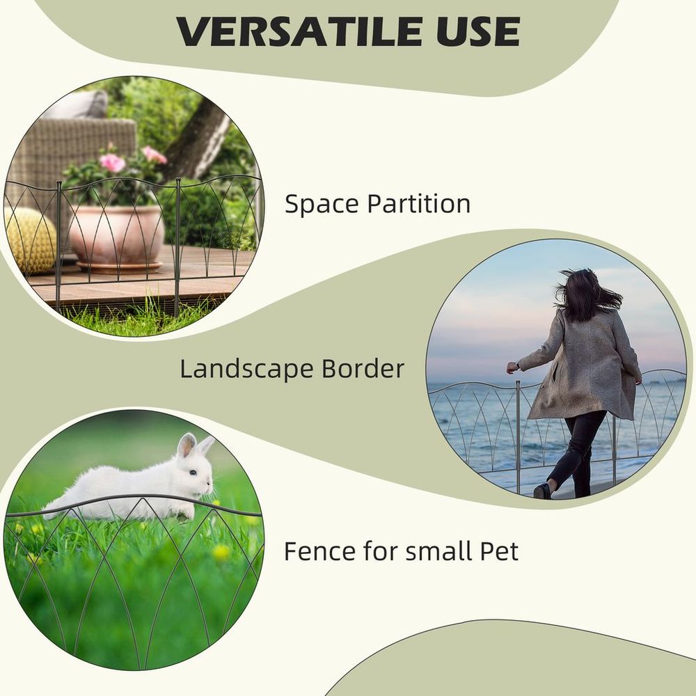 Outsunny Metal Border Edging - Decorative Garden Fencing, 5PCs