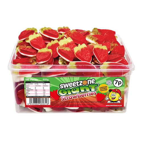 7p Giant Strawberries 800g Tub Sweets