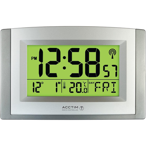 Acctim Status Radio Controlled Acctim Stratus Smartlite Wall/Desk Clock, Silver 74057