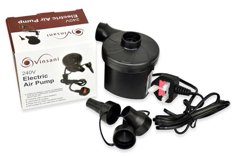Electric Air Pump for Air Bed Mattress Inflatables Paddling Pool Beach Toys Inflator Deflator 3 Nozzles