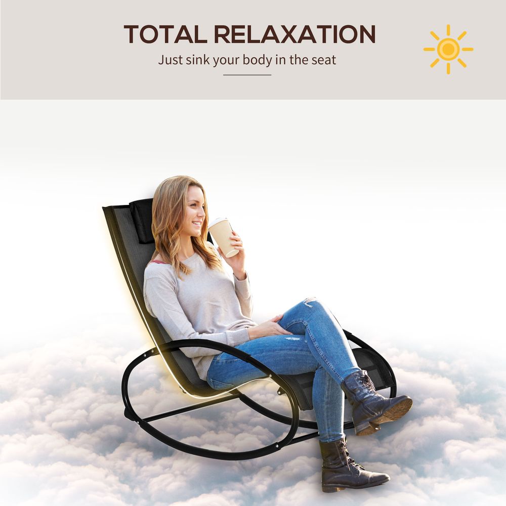 Outsunny Orbital Zero Gravity Rocking Chair, Durable & Comfortable, Perfect for Outdoor Relaxation