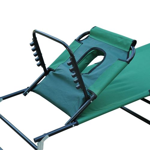 Outsunny Folding Sun Lounger Reclining Chair with Pillow Reading Hole Dark Green