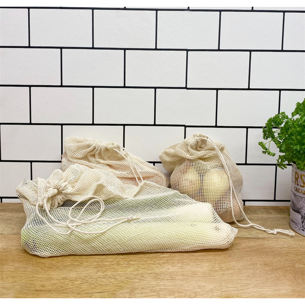 Premium Reusable Fruit & Veg Bags - Set of 3 - Eco-Friendly & Durable