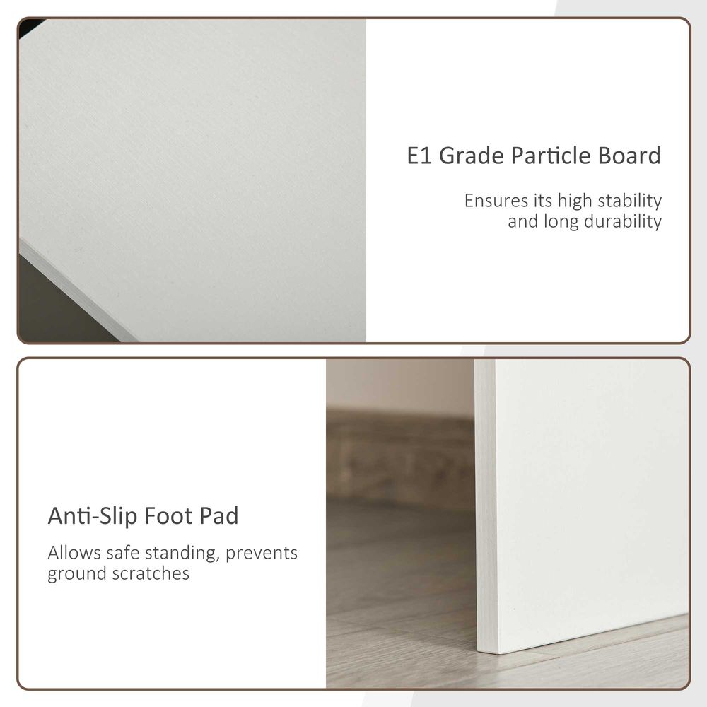 HOMCOM L-Shaped Desk, Corner Computer Desk, Adjustable Study Table with Storage Shelf, Drawer and Cabinet, Workstation for Home Office, White Wood Grain