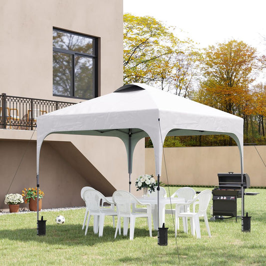 Premium 3x3M Pop Up Gazebo - Carry Bag, 4 Leg Weight Bags, White - Outdoor Events, BBQs, Camping