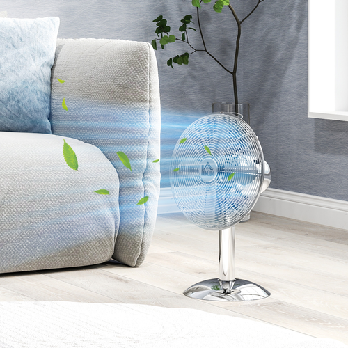 HOMCOM 12" Metal Desk Fan with 3 Speed Settings, Wide-Angled Oscillation