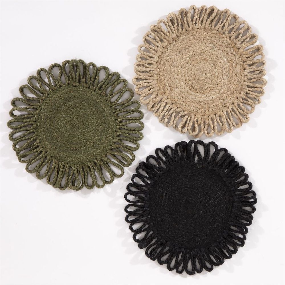 Premium Jute Star Placemats - Natural - Set of 2 - 36x36cm