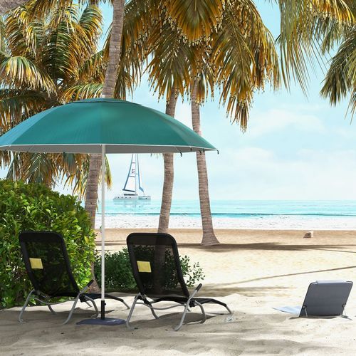 Outsunny 2m UV Protection Fishing Beach Umbrella Brolly Shelter w/Side Panel Tent Green