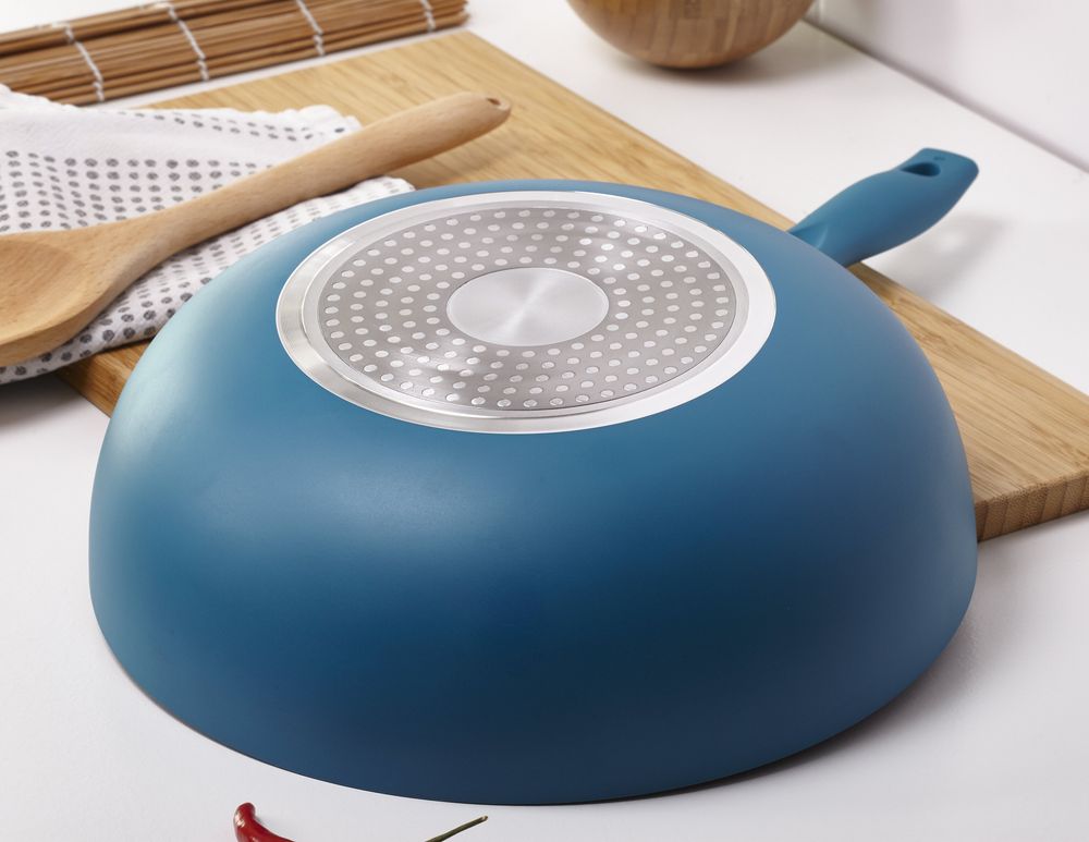 Cermalon Non Stick Wok - Teal Blue | Trendy Design | PTFE & PFOA Free