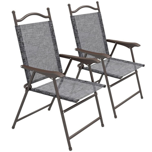 Premium Outsunny Folding Chairs - Portable, Armrests, Mesh Fabric Seat - Ideal for Outdoor Events