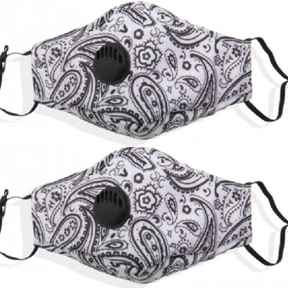 High-quality Cotton Face Mask Adults Paisley Valve - White