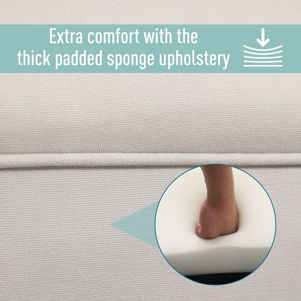 Elegant Flannelette Home End Bench Wood Legs Padding High Scrolled Ends