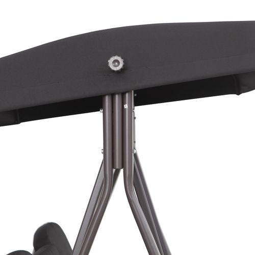 Outsunny 3 Seater Garden Swing Chair Patio Swing Bench w/ Cup Trays Black