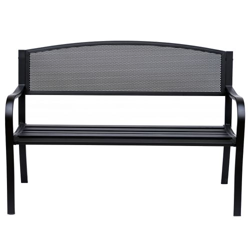 2 Person Garden Bench, Steel-Black