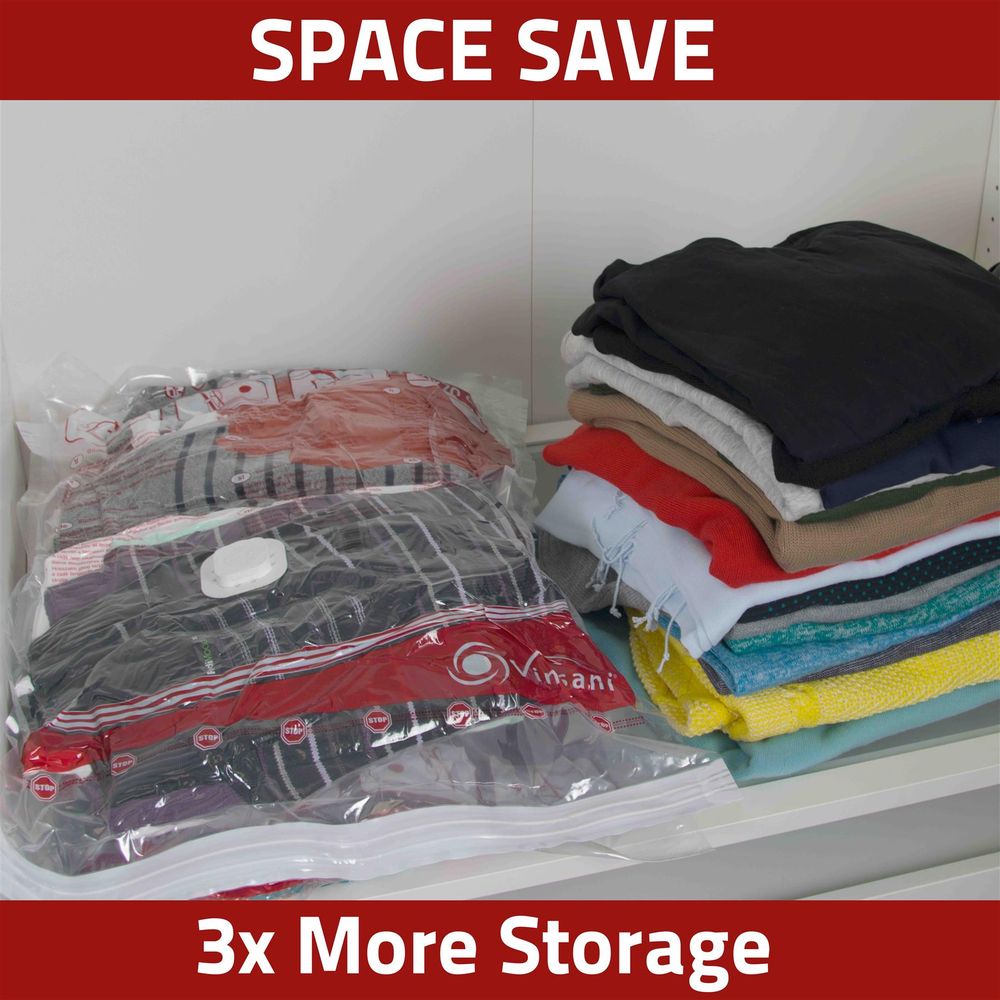 Premium Reusable Double & Triple Seal Storage Bags Pack of 6 + Hand Pump