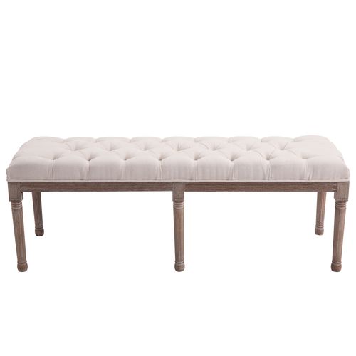 Stool Bench 3 Person Chic Button Tufted Bedside Seat End Hallway
