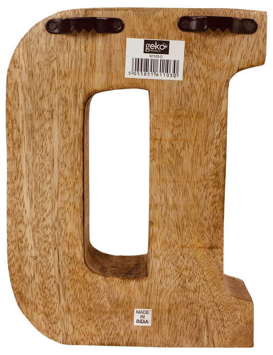 Rustic Hand Carved Wooden Embossed Letter D. Versatile Décor for Nurseries, Bedrooms, and Events. Free-standing or Wall Mountable.