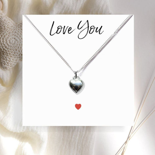 Heart Necklace & Love You Message Card