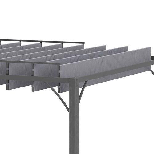 Outsunny 3 x 3(m) Outdoor Louvered Metal Pergola with Retractable Roof, Grey
