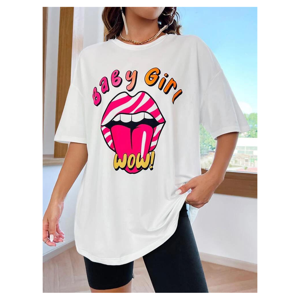 Ladies Baby Girl Printed Oversized T Shirt Top