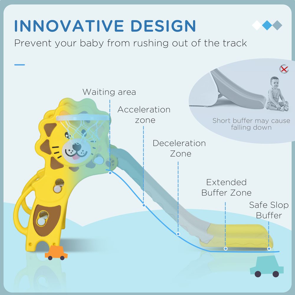 Premium Kids Slide & Basketball Hoop: Indoor Fun for Ages 18-36 Months